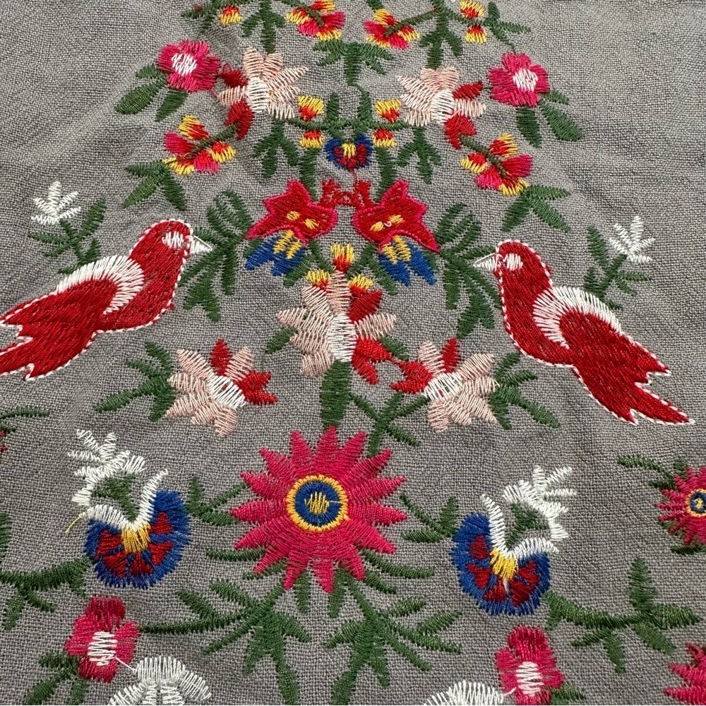 Altar'd State Gray Mini Skirt with Colorful Floral Embroidery Size L - Picture 7 of 15